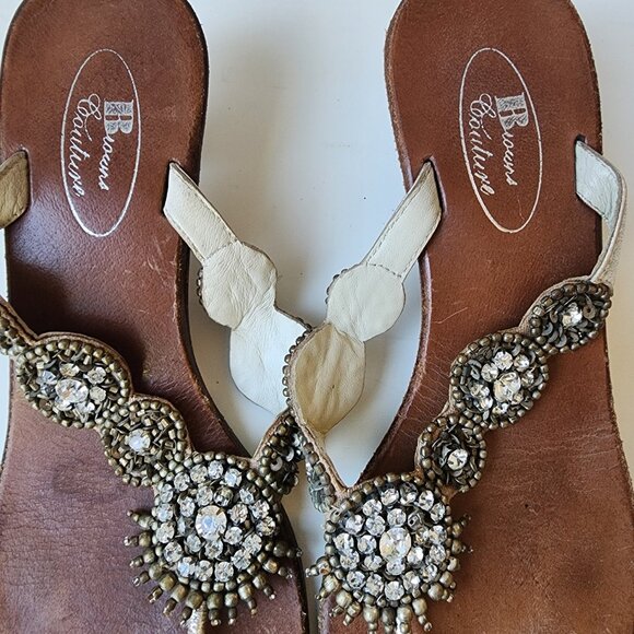 Browns Couture size 7 (size 37) kitten heel beaded shoes - Picture 3 of 9